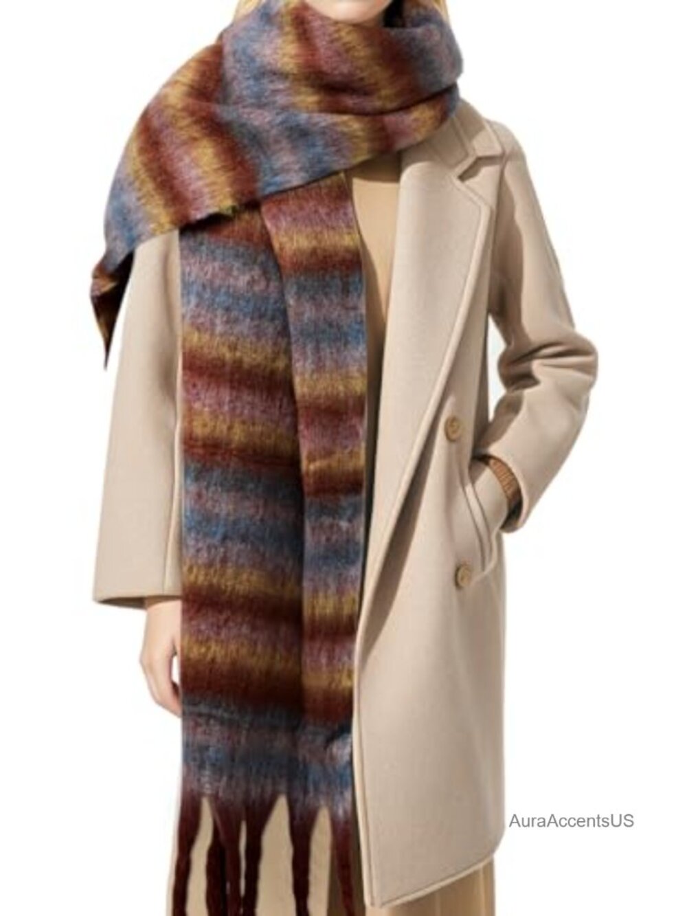 Women's Mohair Scarf Cashmere Feel Blanket Pashmina Wrap Large Chunky Winter